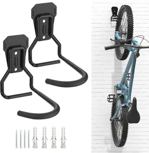 Housolution Bike Wall Mount with Fixed Hook, [2 Pack] Heavy Duty Bike Storage Rack, Bike Rack Vertical Stand for Garage - Easily Hang/Detach - with Screws Iron Bike Hanger Brackets