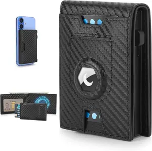 Men’s Wallet Smart Minimalist AirTag RFID Blocking Magnetic Pop-Up Card Holder For Business Men Daily Carry Perfect for Work, Travel & Gifting perfect birthday Slim Front Pocket with Thin Leather back to the future wallet Gothic ralph polo id bag pizza