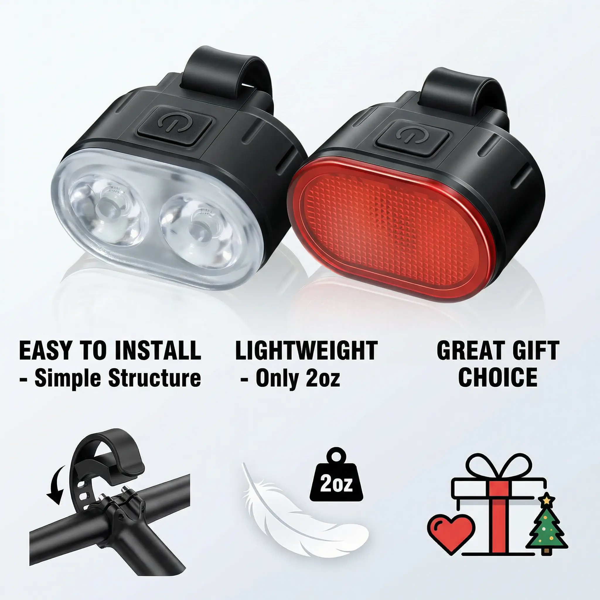 Super Bright LED Bicycle Lights, Waterproof Front and Rear Taillight Set with USB Port, 6+4 Modes for Road & Mountain Night Riding, Valentine's Day Gift, Smart Bicycle Light, Led Lights