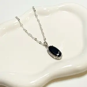 925 Sterling Silver Black Onyx Pendant Necklace