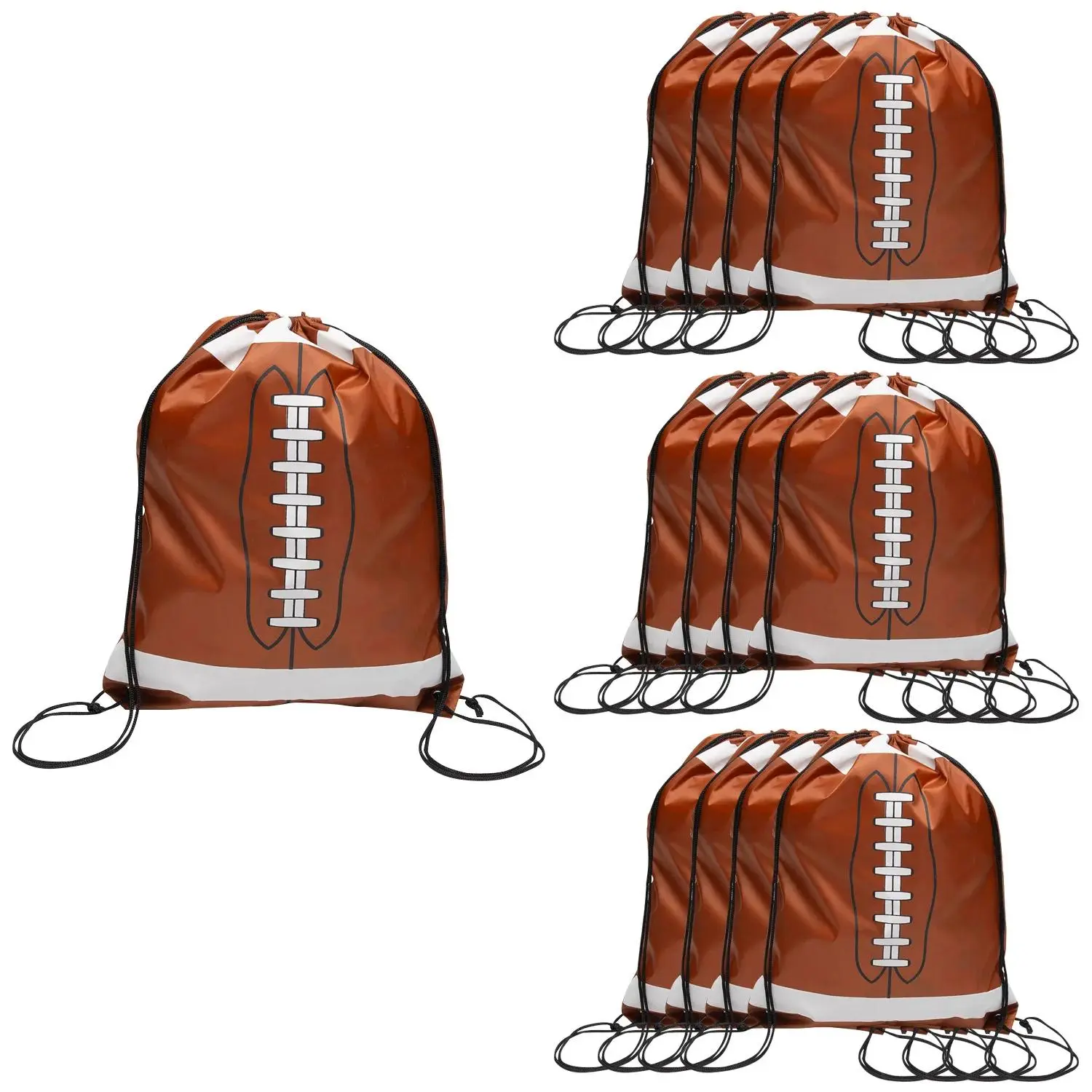 14" x 18" Large Football Nonwoven Drawstring Backpacks - 12 Pc. 14" x 18" Large Football Nonwoven Drawstring Backpacks - 12 Pc.