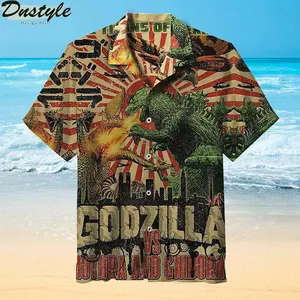 Vintage Monster Battle Hawaiian Shirt – Retro Kaiju War Aloha Shirt