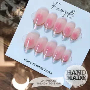 Pearl Tip Blush Nails (24pcs) - Medium Almond
