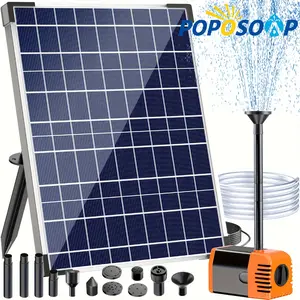 POPOSOAP Solar Pond Pump, 25W Solar Water Pump Kit with 410GPH Submersible Adjustable Flow, Solar Fountain Pump 6.6FT Tubing for Garden, Fish Ponds, Waterfall, Fountain