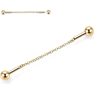 14G Industrial Piercing Jewelry Surgical Steel Industrial Barbell Industrial Bars Industrial Earrings Conch Helix Cartilage Piecing Jewelry 1 1/2 Inch 38mm