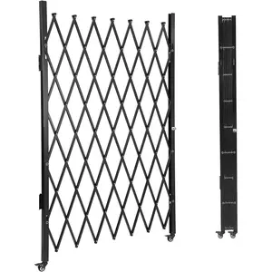 Folding Security Gate, Expandable Accordion Fence with 360° Rolling Wheels, Portable Steel Door Barrier for Courtyard, Garage, Garden