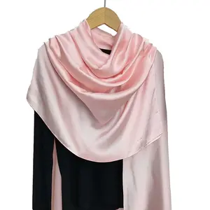 NWT Long Soft Satin Silk Scarf 32"x72" Rectangle Shawl Wrap Pink 6506