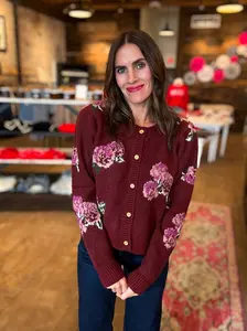 Wine & Flowers Sweater Cardigan