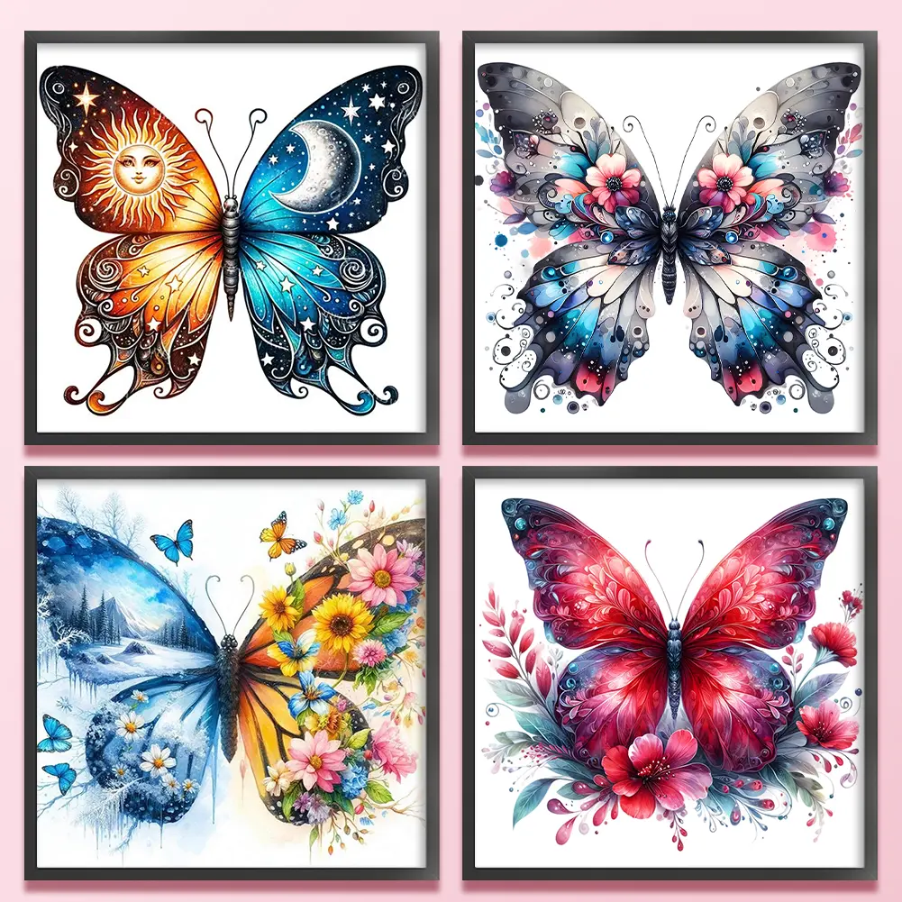 11CT Butterfly Printed Cross Stitch Kit for Adults - 45*45cm Soft Cotton Embroidery Kit with Guide Graphic, Manual, 1 x Embroidered Cloth, Needlework Decor, Meaningful Gift to Build Accomplishment Sense