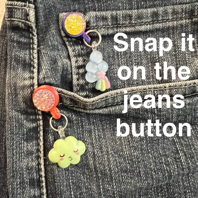 SnapCharmz 5-Pack Cuties Charms Adorable Collection with Glittery Clouds and Pastel Colors for Stylish Denim Accessories