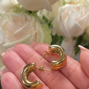 Jalisa Gold Huggies • Gold Earrings • Dainty Gold Jewelry • Statement Jewelry • Gift for Her • Minimalist & Simplistic Jewelry
