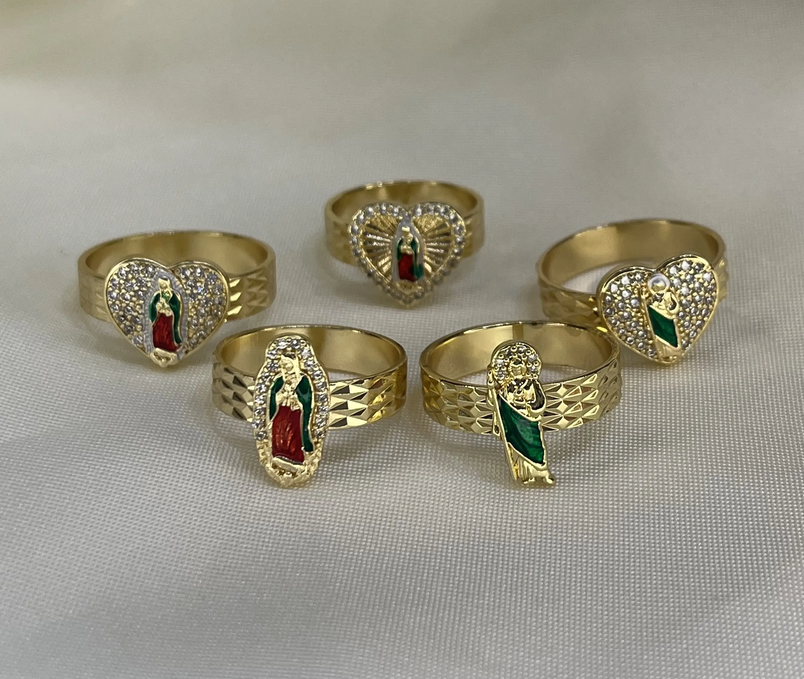 Gold Plated San Judas and La Virgen de Guadalupe Rings - Sizes 7-10 Religious Symbolism Religious Jewelry