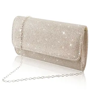 Evening Bag Clutch Purses for Women, Shiny Handbags with Detachable Chains for Parties Wedding Prom Banquets
