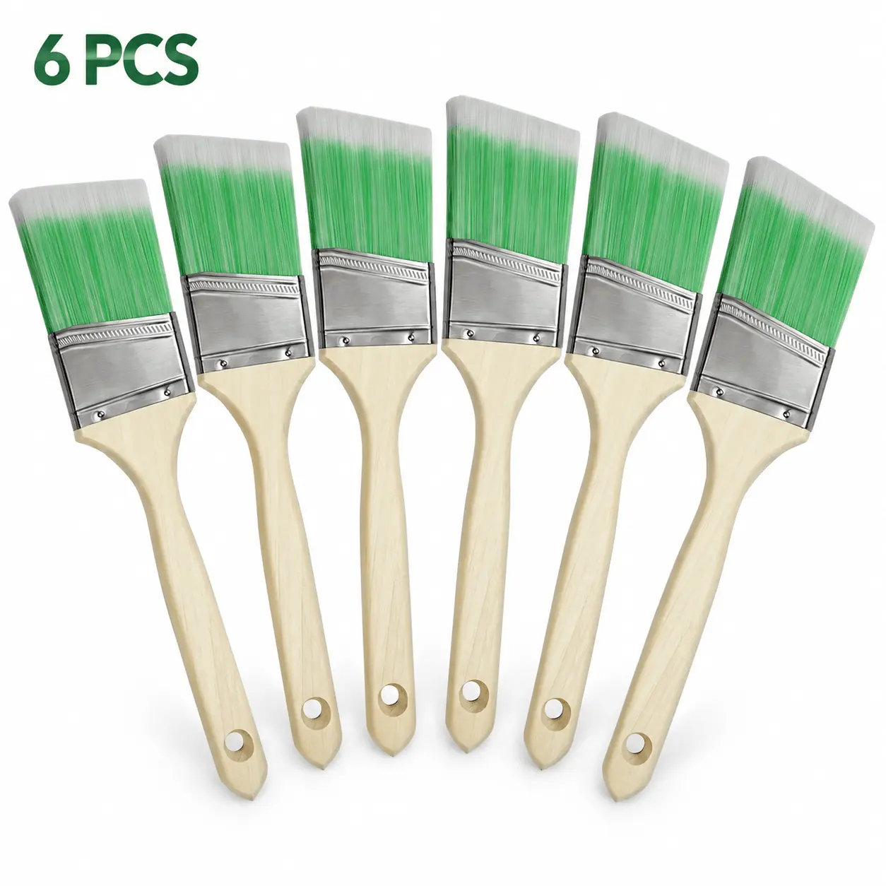 6pcs [Angled Paint Brush] 2.5-inch Angled Paint Brush - Precision Edge Painting, Non-Falling Hair, Beavertail Handle Design for Easy Corner and Trim Work