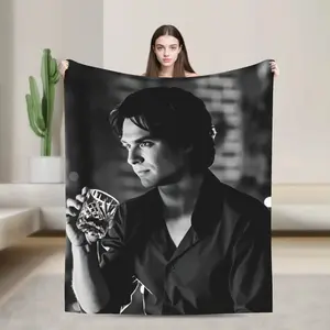 Warm Soft Blankets Travel Office Damon Salvatore Bedding Throws  Flannel Bedspread for Home Decor Novelty Sofa Bed Cover