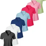 DM HAIS Women’s 6-Pack Breathable Quick-Dry Short-Sleeve Collared Neck Sports Polo Shirts - Athletic Performance Female Tops, Lightweight Golf Athleisure, Women's Clothes, Shirts for Women, Buy 1 Take 3 Summer Activewear,sohochic