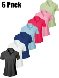 Women’s Polo Shirts 6 Pack – Breathable Quick Dry Short Sleeve Collared Tops, Lightweight Golf Tennis Activewear, Athleisure Summer Outfit Bundle, Perfect for Workout, Office & Daily Wear