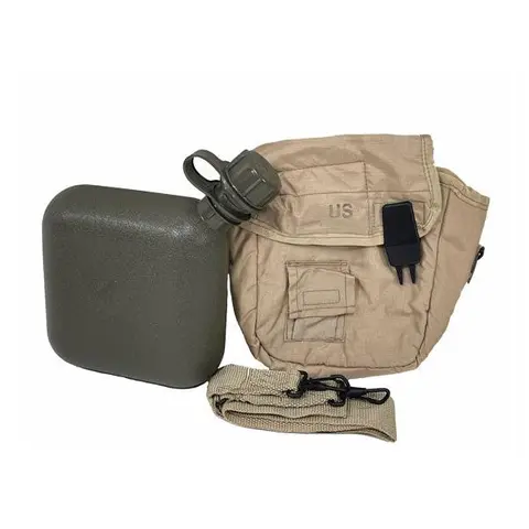 New 2 QT Collapsible Water Canteen + Desert Tan Cover Pouch with Sling - New