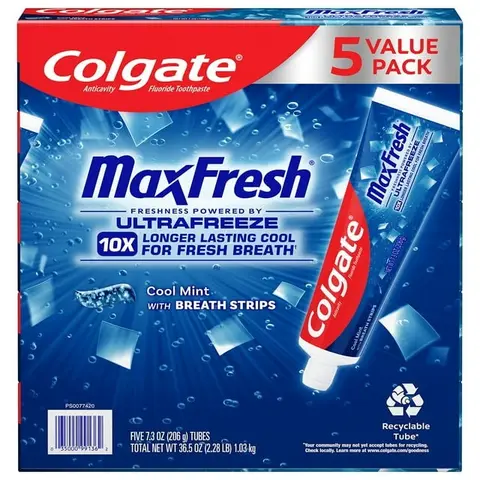 Colgate MaxFresh Toothpaste with Mini Breath Strips Cool Mint 7.3 oz 5 pk