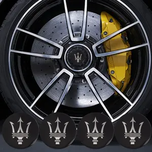 4pcs Car Emblem Wheel HUB Center Cap Stickers, Rim Badge Cover for Maserati Grancabrio Spyder Trofeo Coupe Gts Alfieri President