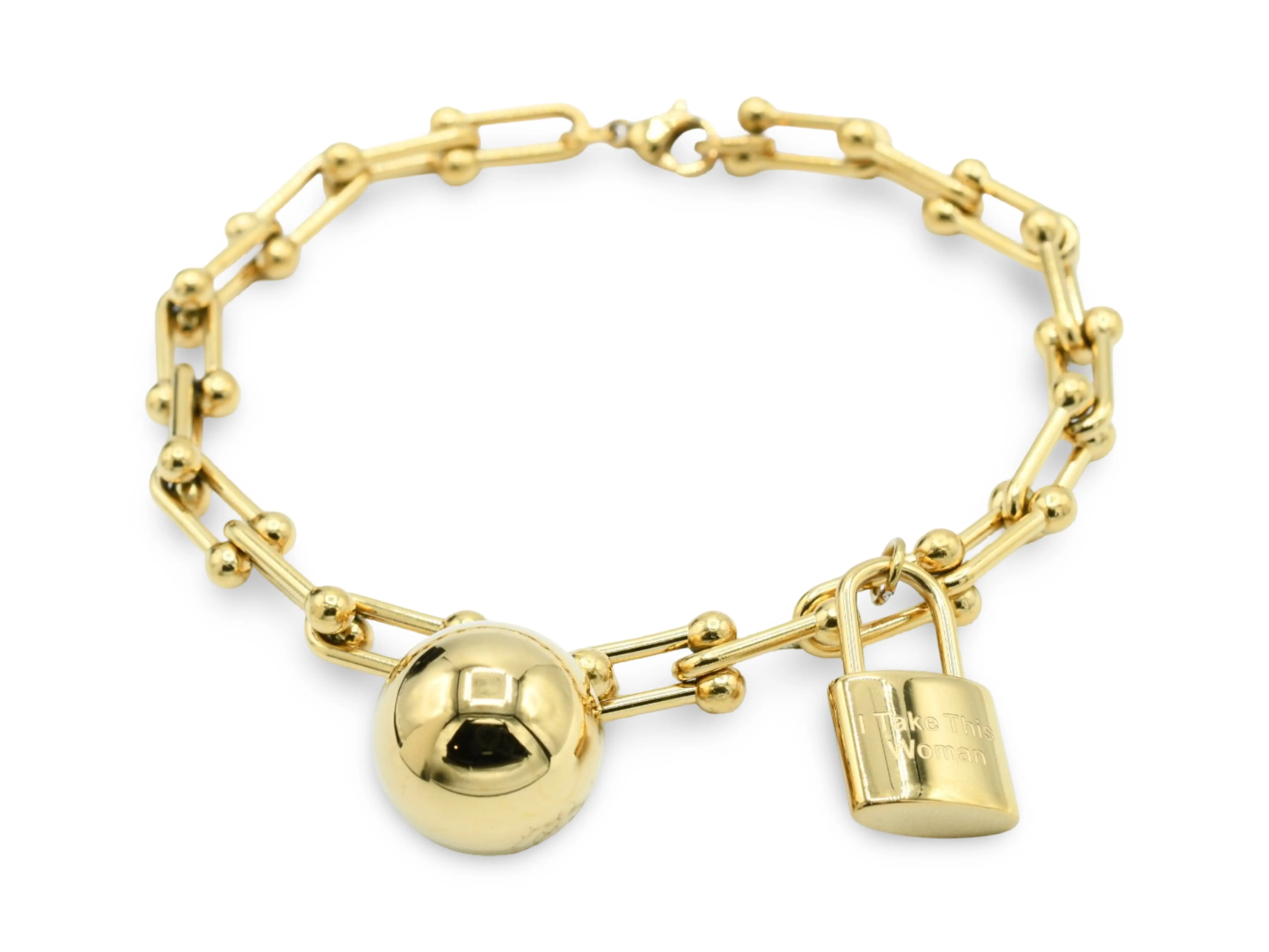Ball and Lock Bracelet - With Unique Charm and Lock Pendant Ball and Lock Bracelet - With Unique Charm and Lock Pendant