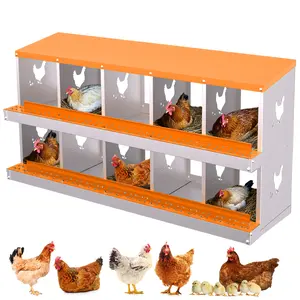 Heavy Duty Chicken Nesting Box with Ventilation - 10 Compartments, Ergonomic Laying Box for Hens, Ducks, Small Poultry, Durable Orange Coop Accessory