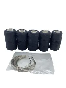 25Pcs C Needles 5 Rolls Black Cotton Thread Kit for Hair Braiding & Extension