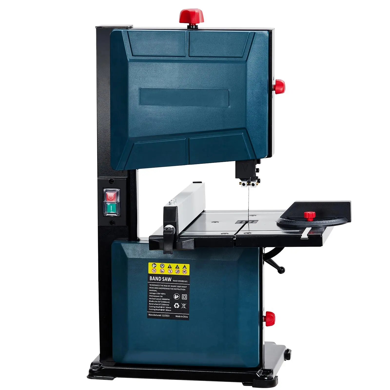 8-Inch Bandsaw, 3-Amp Band Saw, 1800FPM Benchtop Bandsaw with Removable Safty Key, 0-45 Tilting Range, Saw For Cutting Wood with Fence and Miter Gauge, Band Saws for Woodworking