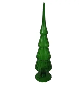 Green Glass Tabletop Tree by Holiday Time - 13 Inches
