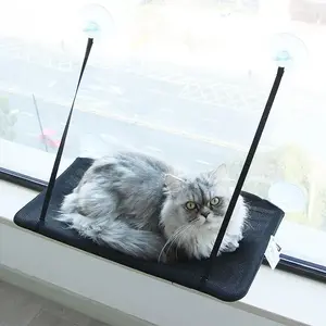 CatSuction Cup Hanging Bed for Sunny Lounging Adventures - Plush, Weather-Resistant Fabric Cover, 20.86 x 13 Inches, Available in Black and Pink Glow-in-the-Dark Cat Window Hammock multi-level large cat tree