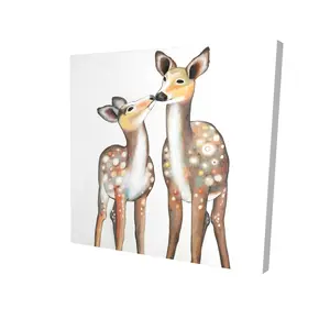 Begin Home Decor 2080-2424-AN239 24 x 24 in. Brown Romantic Canvas - Deer with Fawn for Bedroom Decor