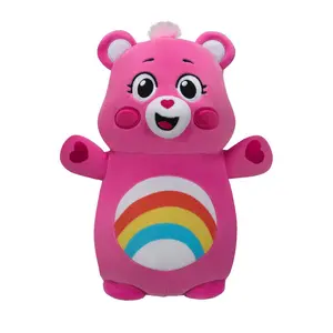 Soft Squishy Care Bear Pink Bear Plush for Kids and Adults Sensory Toy for Stress Relief and Comfort Ultra-Soft Velvety Fabric Huggable Pastel Aesthetic Cozy-Vibe Lover