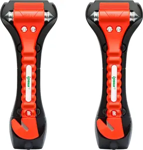 IPOW 2 Pack Car Window Breaker Seatbelt Cutter, Heavy Carbon Steel Glass Breaker Car Safety Hammer Emergency Escape Tool, Auto Rescue Life Saving Survival Kit for Car, Office, Home