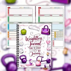 100-Page Artistic Weight Loss Plan Book, Inspirational Fitness Journal for Body Management, Ideal for Gym Enthusiasts
