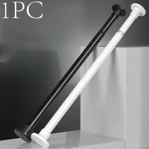 Adjustable Metal Multi-Functional Clothes Rack, Heavy-Duty Thick Plastic, No Drilling Curtain Rod, Versatile Load Bearing Pole, Easy Installation, Garment Rack