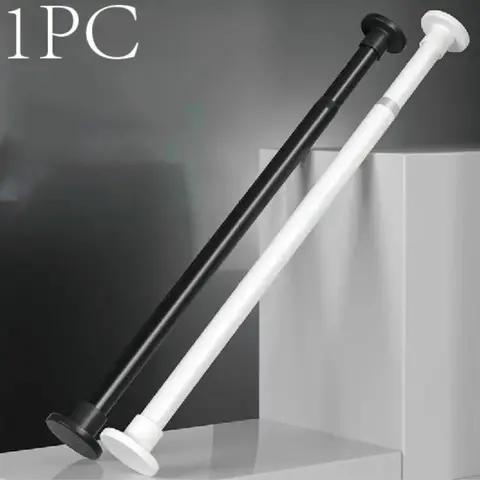 Adjustable Metal Multi-Functional Clothes Rack, Heavy-Duty Thick Plastic, No Drilling Curtain Rod, Versatile Load Bearing Pole, Easy Installation, Garment Rack