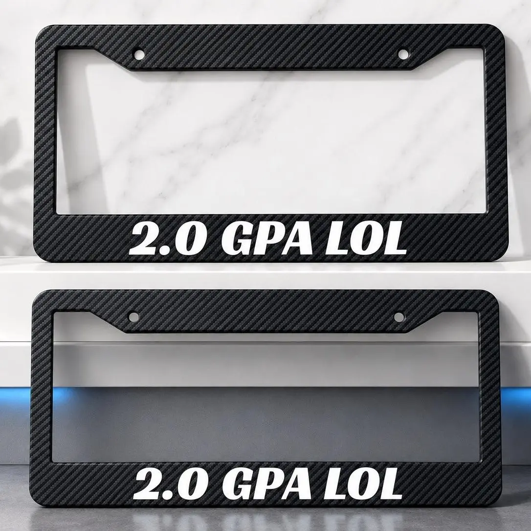 Carbon Fiber 2.0 GPA LOL Custom License Plate Frame - Bold Text Design, Standard Fit License Plate Protector, Automotive Car Exterior Decoration Accessory