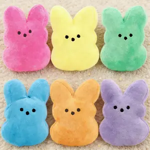 Easter Bunny Plush Toy, Cuddly Stuffed Animal, 6-Piece Set, 6 Colors Soft Rabbit Doll, Children's Companion and Comfort Toy, Home Decorative Ornament, Skin-friendly Short Plush, Perfect Gift for Children, Girlfriends for Birthdays and Holidays