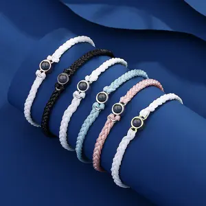 Personalized Photo Projection Bracelet • Handmade Braided Rope Bracelet • Custom Photo Bracelet • Couple Bracelet•Gift for Mom• Gift for Dad