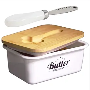 Butter Dish | Enamel Material, Integrated Butter Knife & Sponge, Rustic Style, Leak - Proof, Heat - Resistant Kitchen Essential