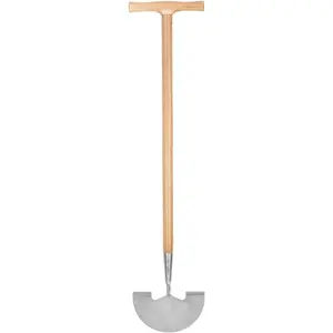 Lawn Edger Tool -  Stainless Steel Half Moon  with Ash  T-Handle, Heavy Duty Manual Garden Edger for Flower Beds, Sidewalks & Yard Landscaping
