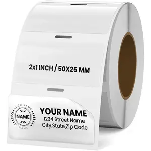 Clear Thermal Labels Vinyl 1 × 2 Inch Self-Adhesive Rectangle Stickers Roll Waterproof Printer Direct Decals Package Seal for QR Code Envelope Office Retail Home 300 PCS