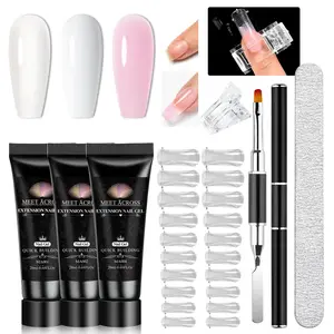 Poly Extension Nail Gel Set, 1 Set Quick Building Nail Gel, Extended Hard Gel Clear Gel Nail Polish for Home, UV Gel Nail Beginner Manicure Tool Kit, Gel Nail Tips