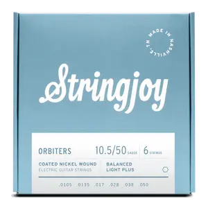 Stringjoy 10.5-50 Balanced Light Plus Gauge Orbiters - Coated Nickel Electric Guitar Strings