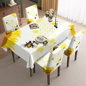 2/5/7PCS restaurant chair decoration, bees collect honey from sunflowers, detachable for cleaning, dirt resistant, sewn closed, suitable for home, office, hotel chair decoration