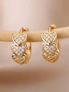 1 Pair Romantic Cubic Zirconia Inlaid Heart Hoop Earrings For Women For Valentine's Day Wedding Jewelry Fashionable Jewelry Accessories