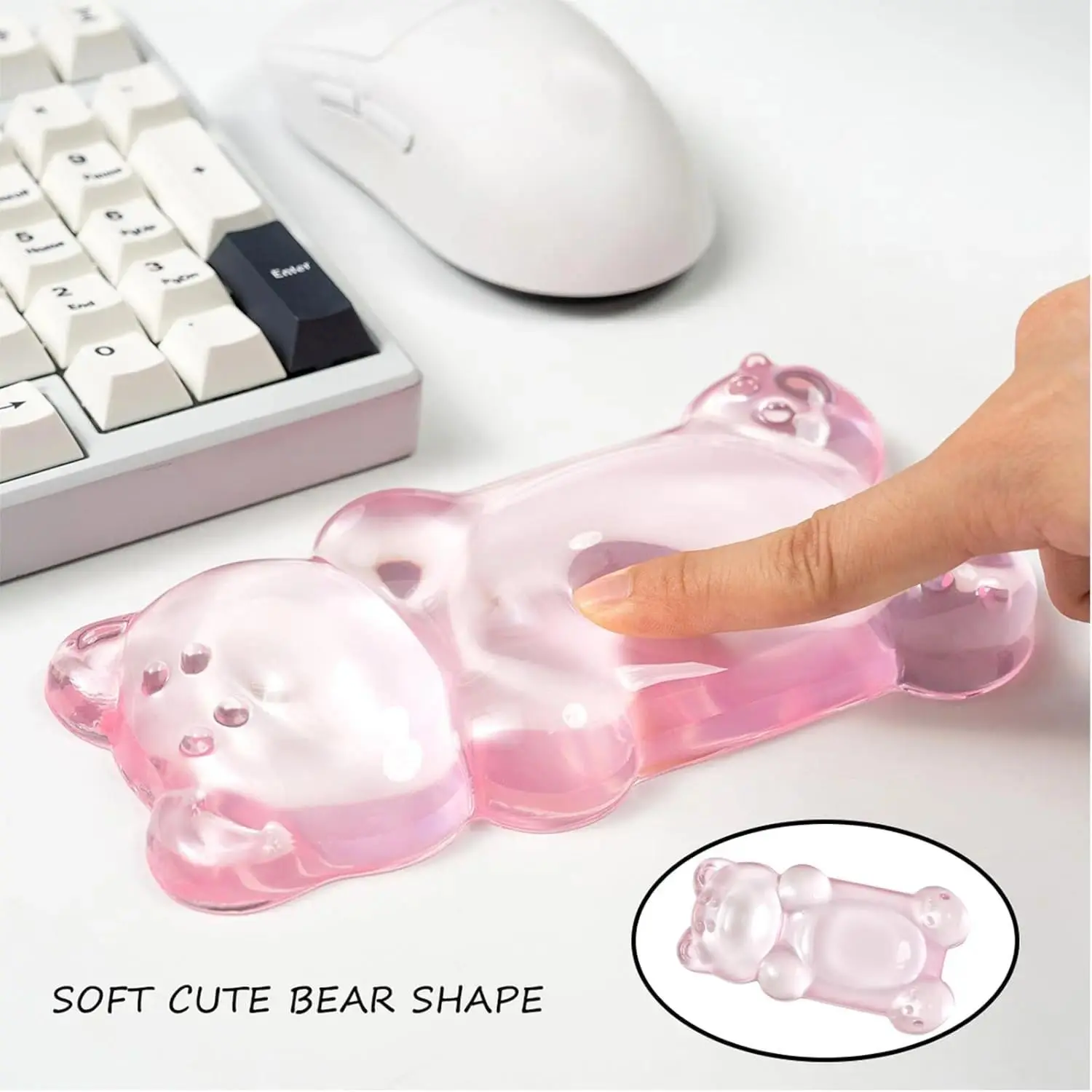 Ergonomic Wrist Support with Cute Bears Design, Casual Pink Comfort Pad with a Soft Shape for Gamers and Typists' Daily Use, Funky, Business, Typing, Wrist Strain, Mouse, Silicone, Desk Accessories