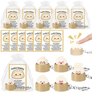 Junkin 10 Sets Dumpling Clicker Fidget Keychain 3D Printed Clicker Fidget Decompression Button Stress Relief Gifts for Adults Coworkers Office Home Graduation Party Favors