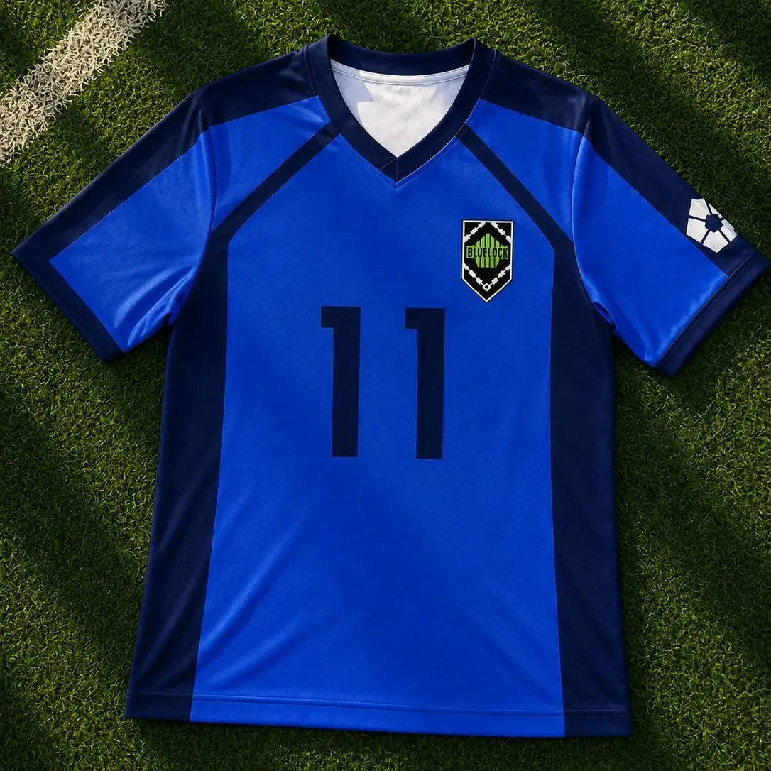 Blue Lock Football Jersey - Anime Graphic V-Neck Tee, Lightweight Breathable Mesh Soccer Shirt, Unisex Manga Gift