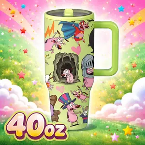 1Pc 40oz insulated mug, funny retro cartoon dog style print, 90s animation inspired aesthetic, double wall vacuum cup, leak proof lid, large capacity thermal mug, keeps hot 12 hours cold 24 hours, trendy viral tumbler, gift for women men, holiday birthday